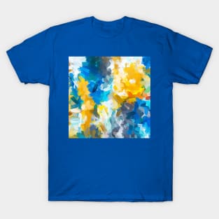 Blue Golden Party Abstract Painting T-Shirt